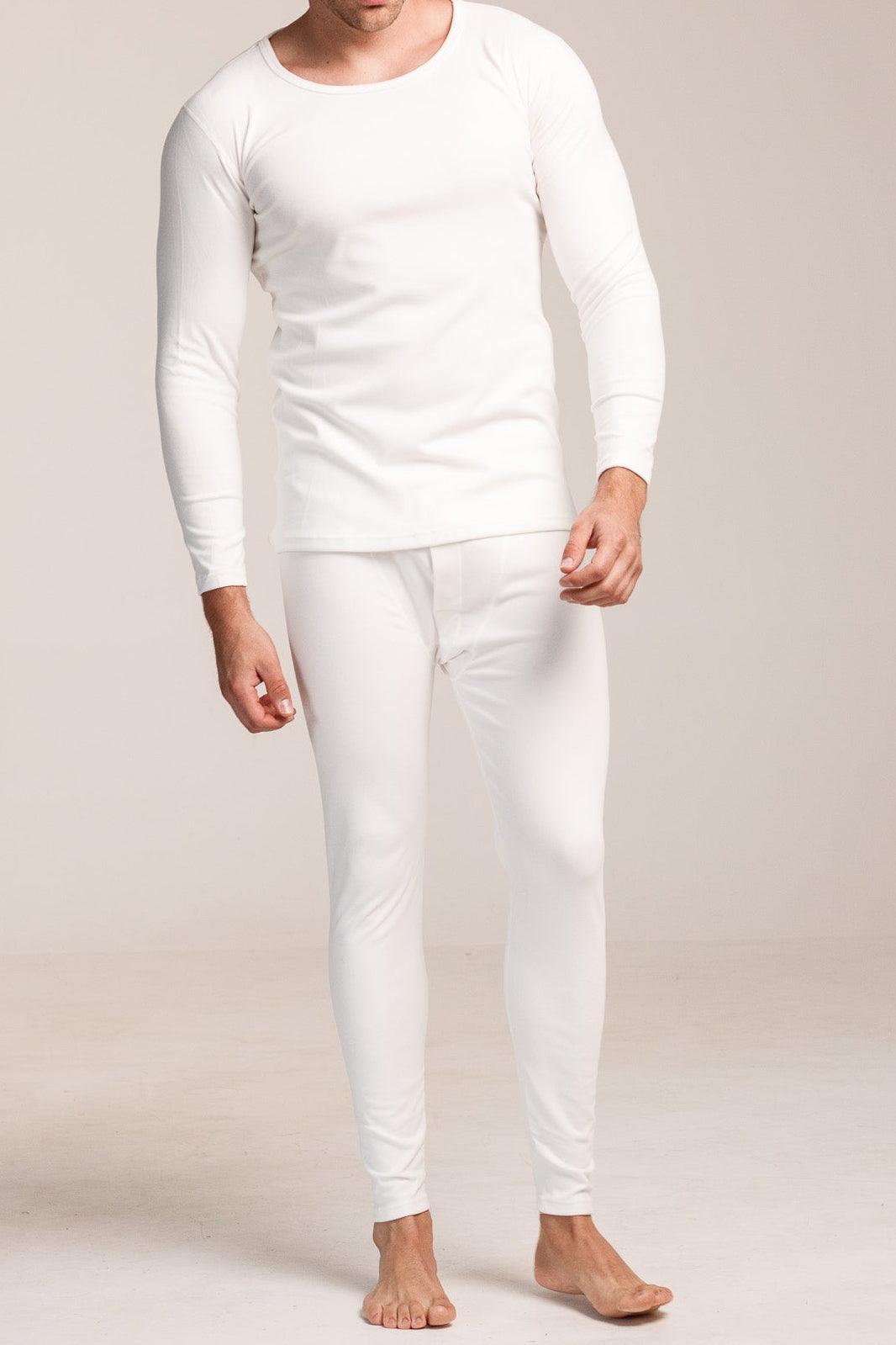 Мъжки сет термо бельо THERMA MEN WHITE от две части блуза с дълъг ръкав и клин
