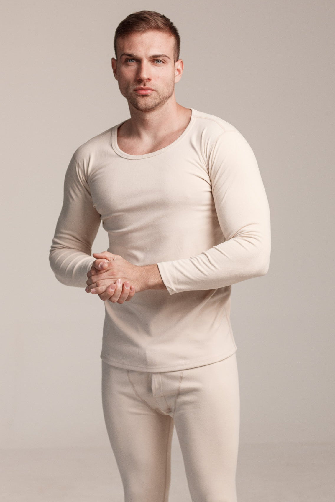 Мъжки сет термо бельо THERMA MEN BEIGE от две части блуза с дълъг ръкав и клин