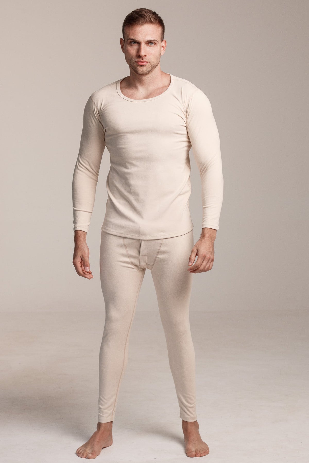 Мъжки сет термо бельо THERMA MEN BEIGE от две части блуза с дълъг ръкав и клин