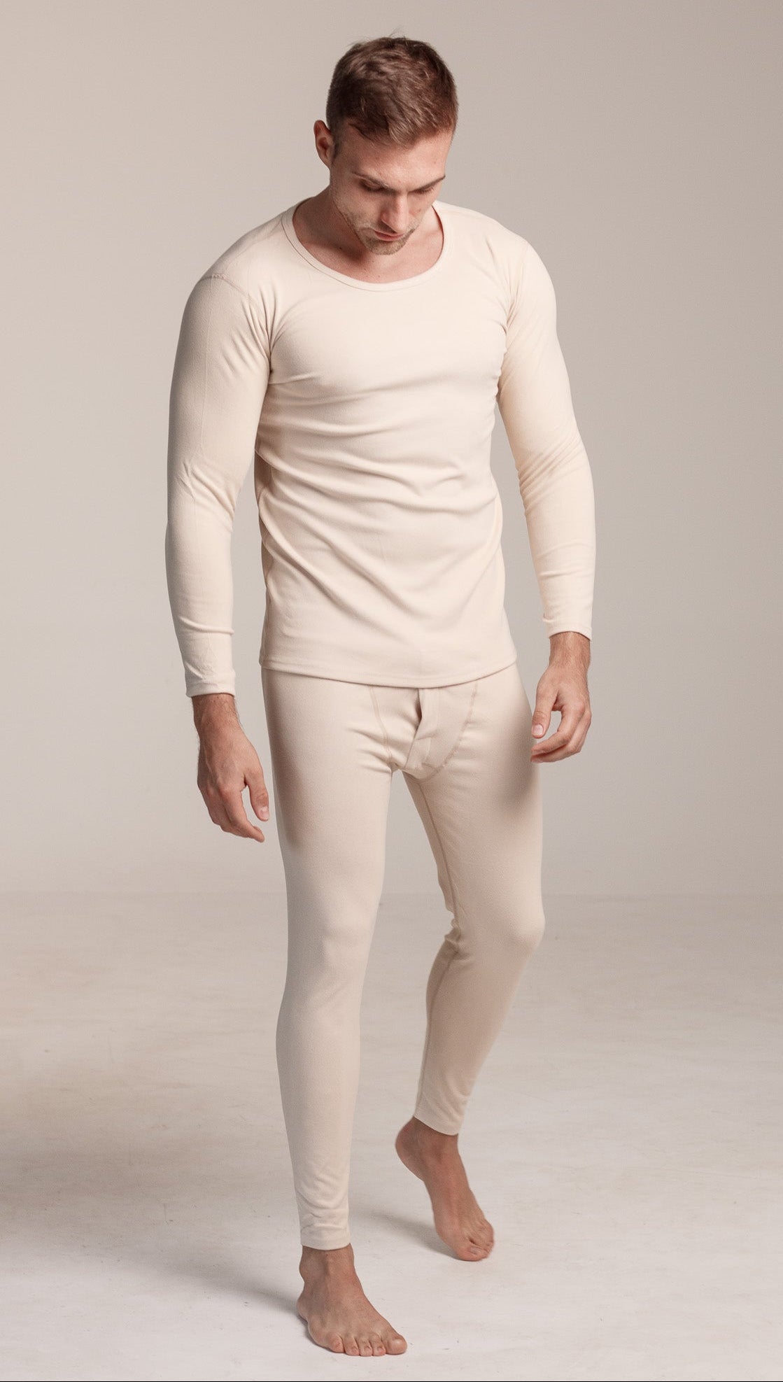 Мъжки сет термо бельо THERMA MEN BEIGE от две части блуза с дълъг ръкав и клин