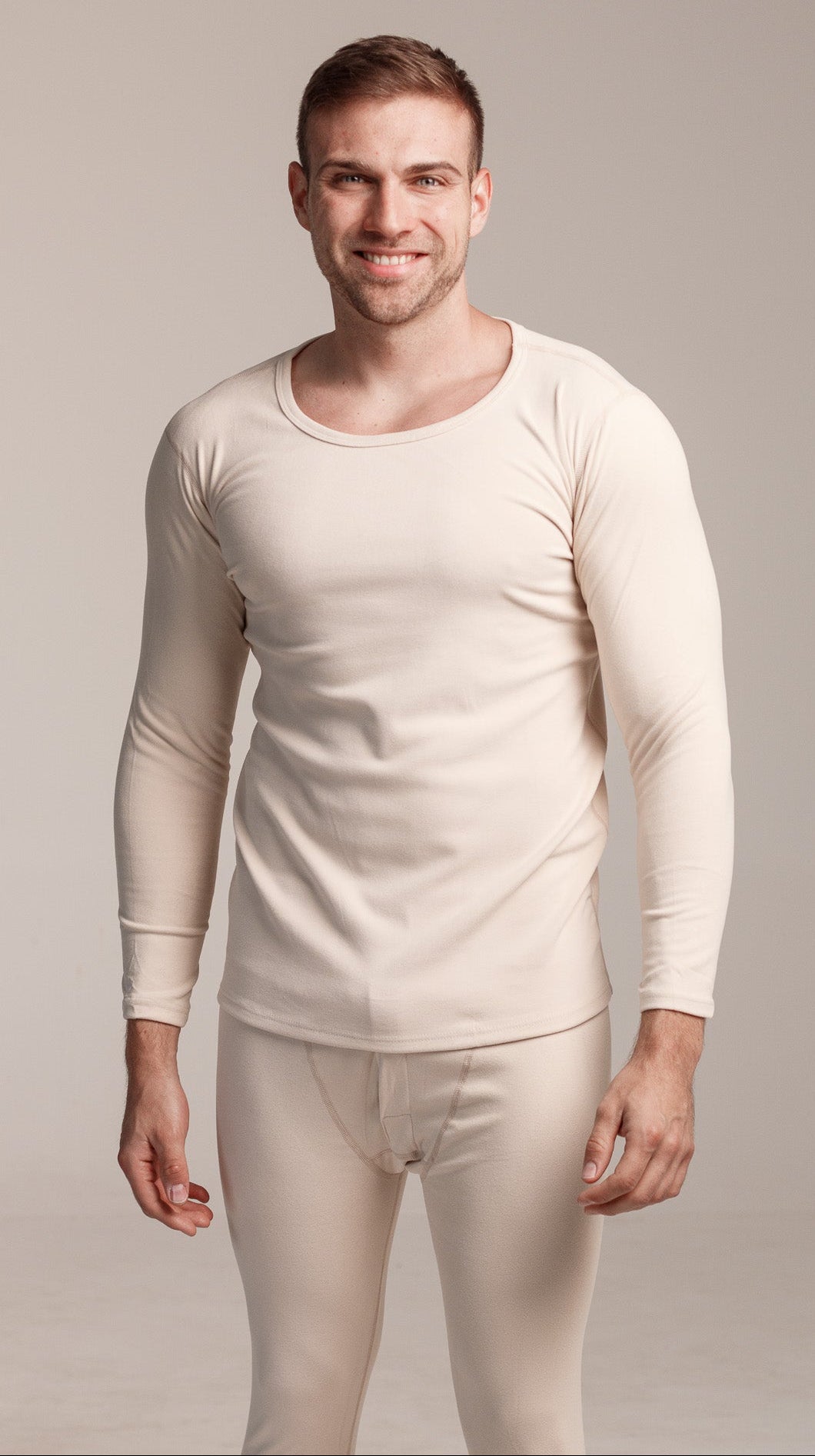 Мъжки сет термо бельо THERMA MEN BEIGE от две части блуза с дълъг ръкав и клин