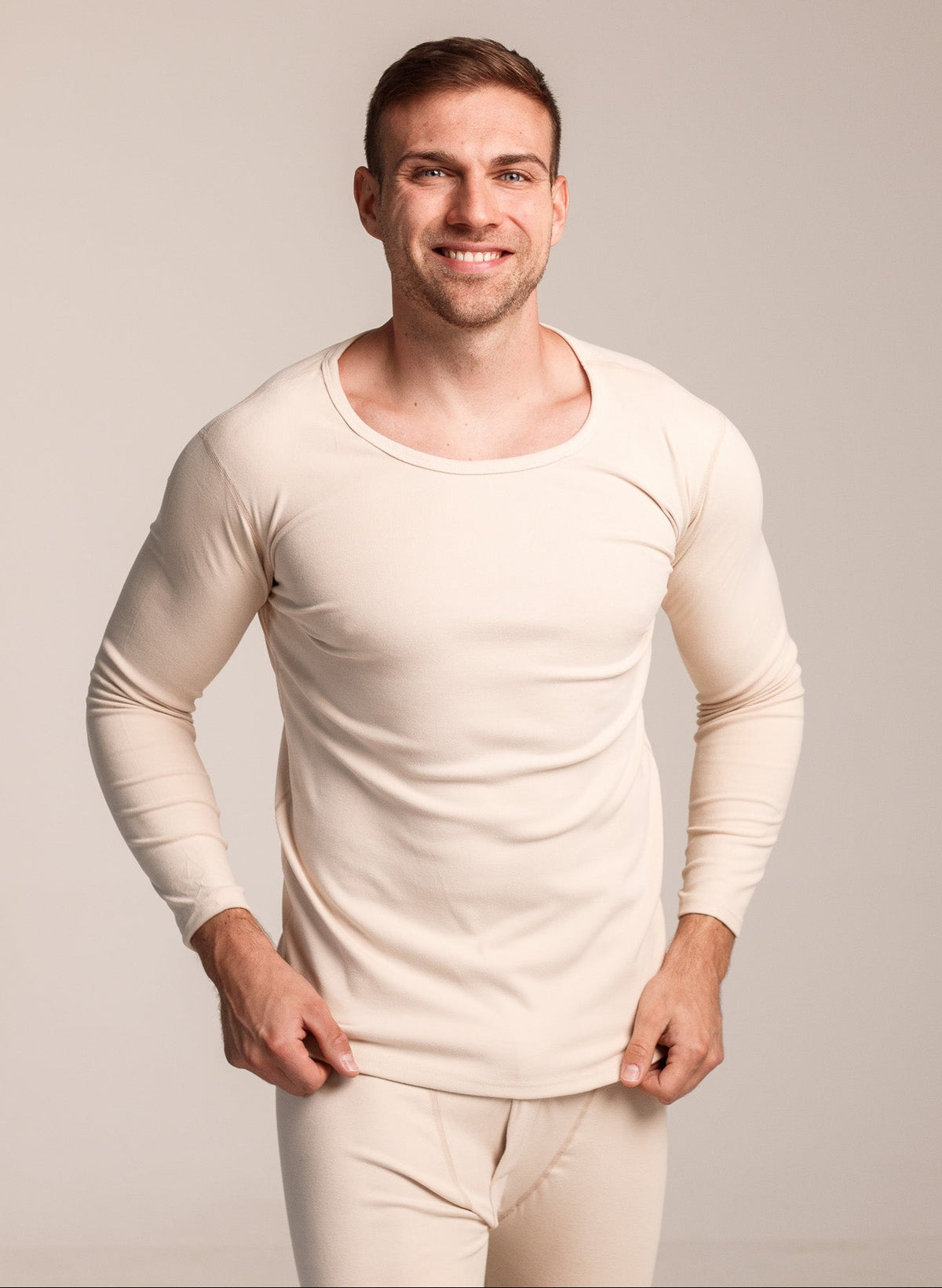 Мъжки сет термо бельо THERMA MEN BEIGE от две части блуза с дълъг ръкав и клин