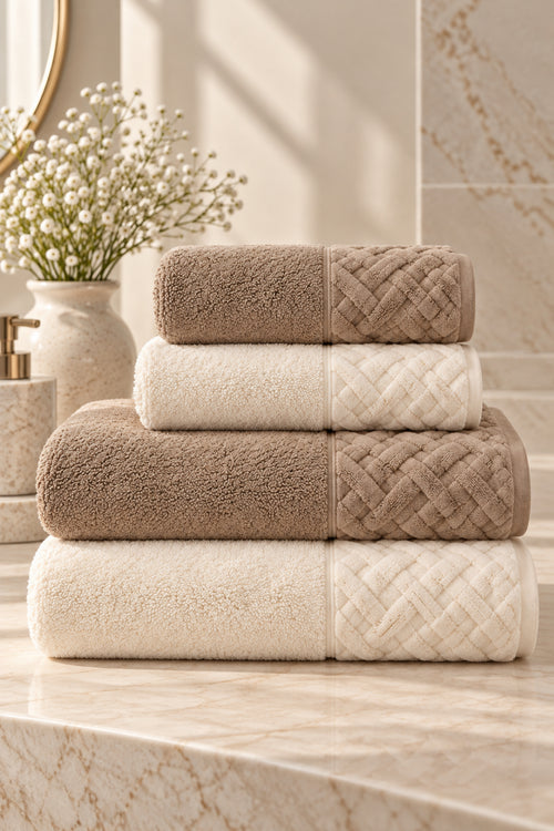 Луксозен комплект памучни кърпи Spa Towel Set SAND от четири части две големи и две малки кърпи