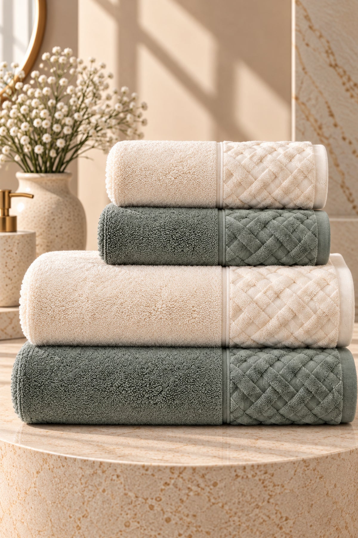 Луксозен комплект памучни кърпи Spa Towel Set VERDE от четири части две големи и две малки кърпи