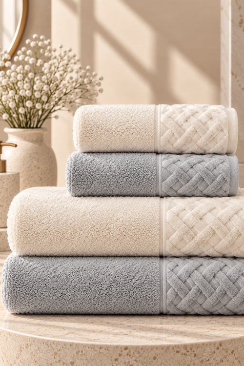 Луксозен комплект памучни кърпи Spa Towel Set PEARL GREY от четири части две големи и две малки кърпи