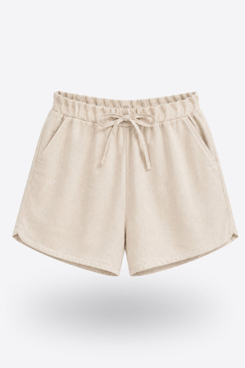 KAVI SHORTS BEIGE SAND – Памучни къси панталонки с връзки