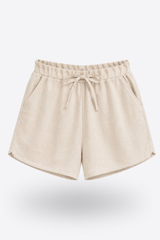 KAVI SHORTS BEIGE SAND – Памучни къси панталонки с връзки