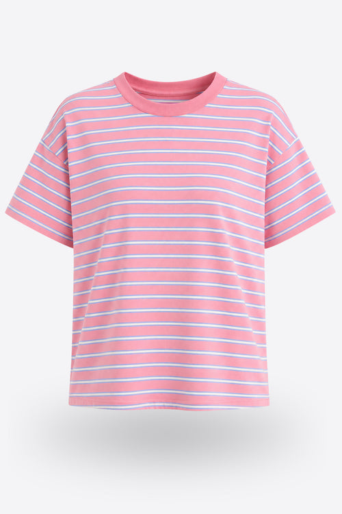 STRIPE PINK Oversize тениска от 100% памук
