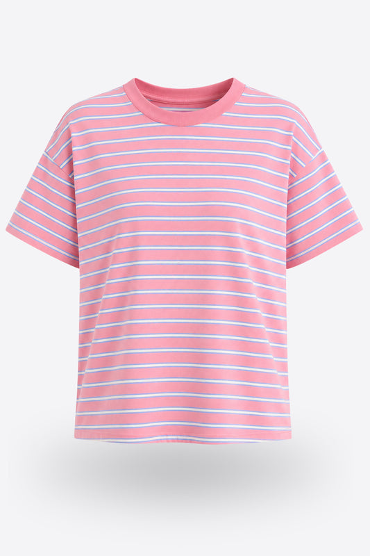 STRIPE PINK Oversize тениска от 100% памук