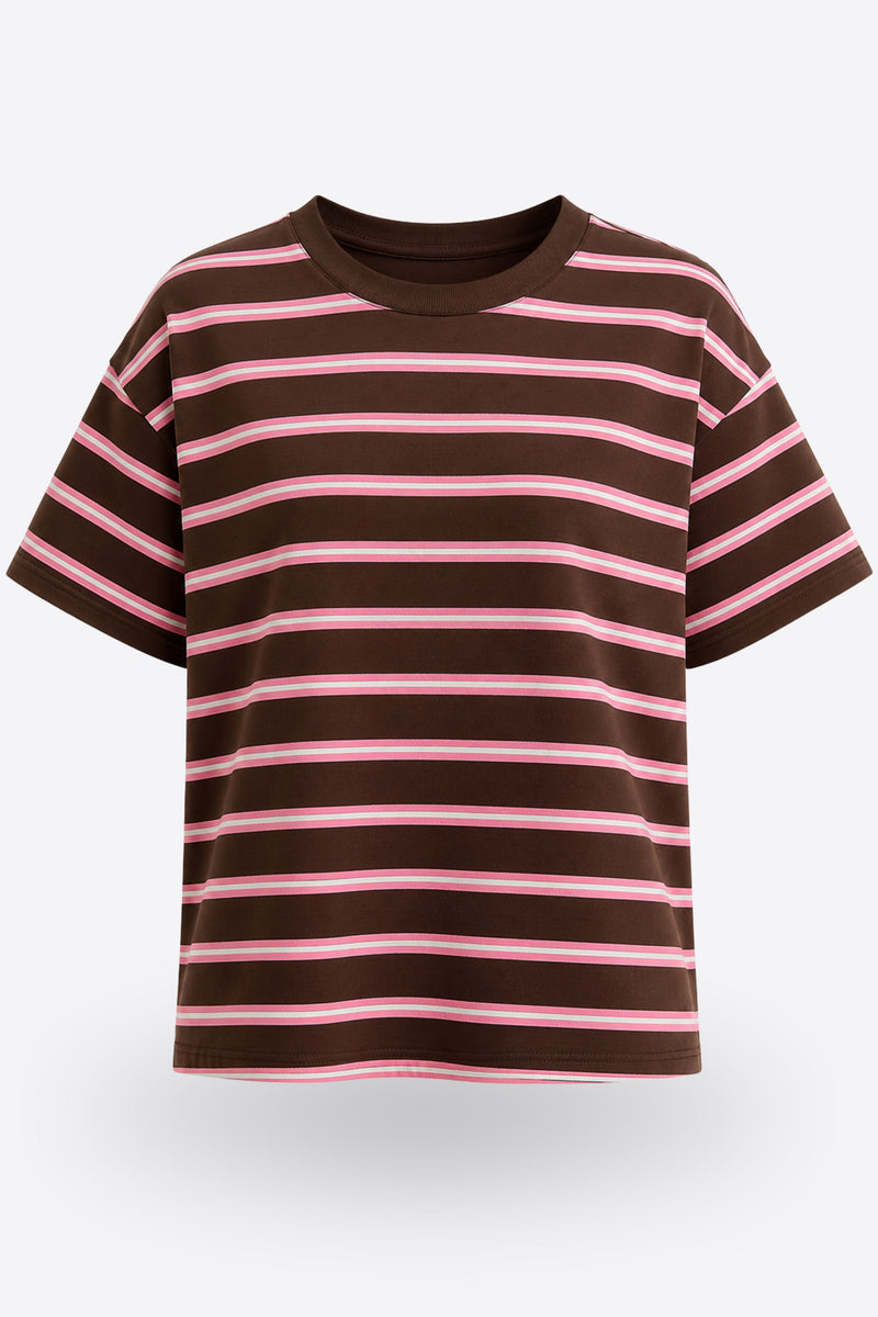 STRIPE BROWN Oversize тениска от 100% памук