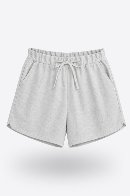 KAVI SHORTS LIGHT GREY – Памучни къси панталонки с връзки