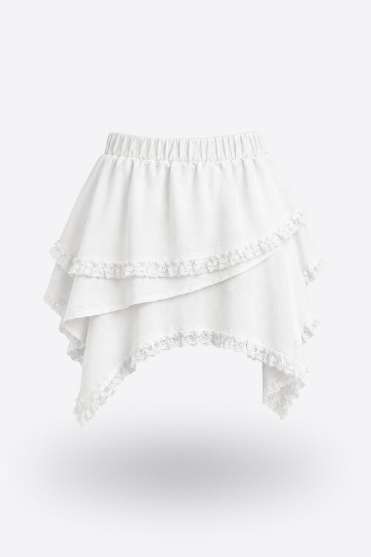 BIBI SKIRT WHITE Пола-шорти с волани